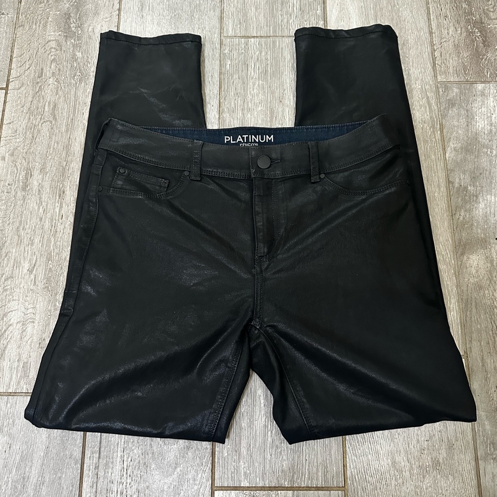 Coated Black Women's Pants
